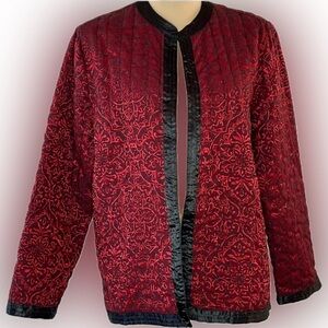 Alfred Dunner Quilted Red and Black Patterned Blazer, size 14